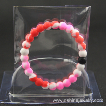 High Stretch Funny Mixed Color Small Silicone Bead Bracelet